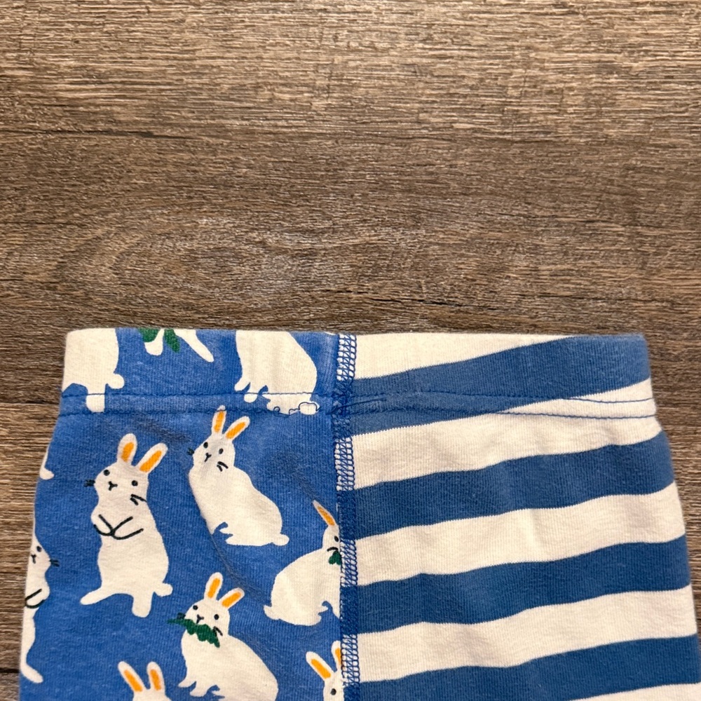 Hanna Andersson 100% Organic Cotton Short John PJ Set w/ Bunny + Striped Print - Picture 15 of 16